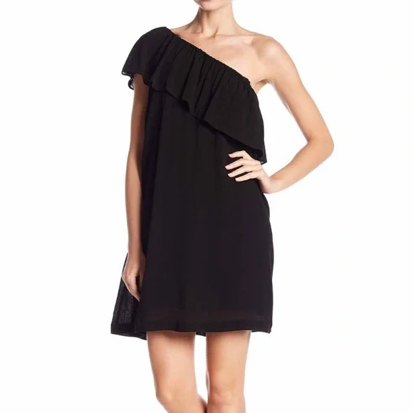 1.State Womens One Shoulder Ruffled Party Dress Rich Black 1.State Womens One Shoulder Ruffled Party Dress Rich Black